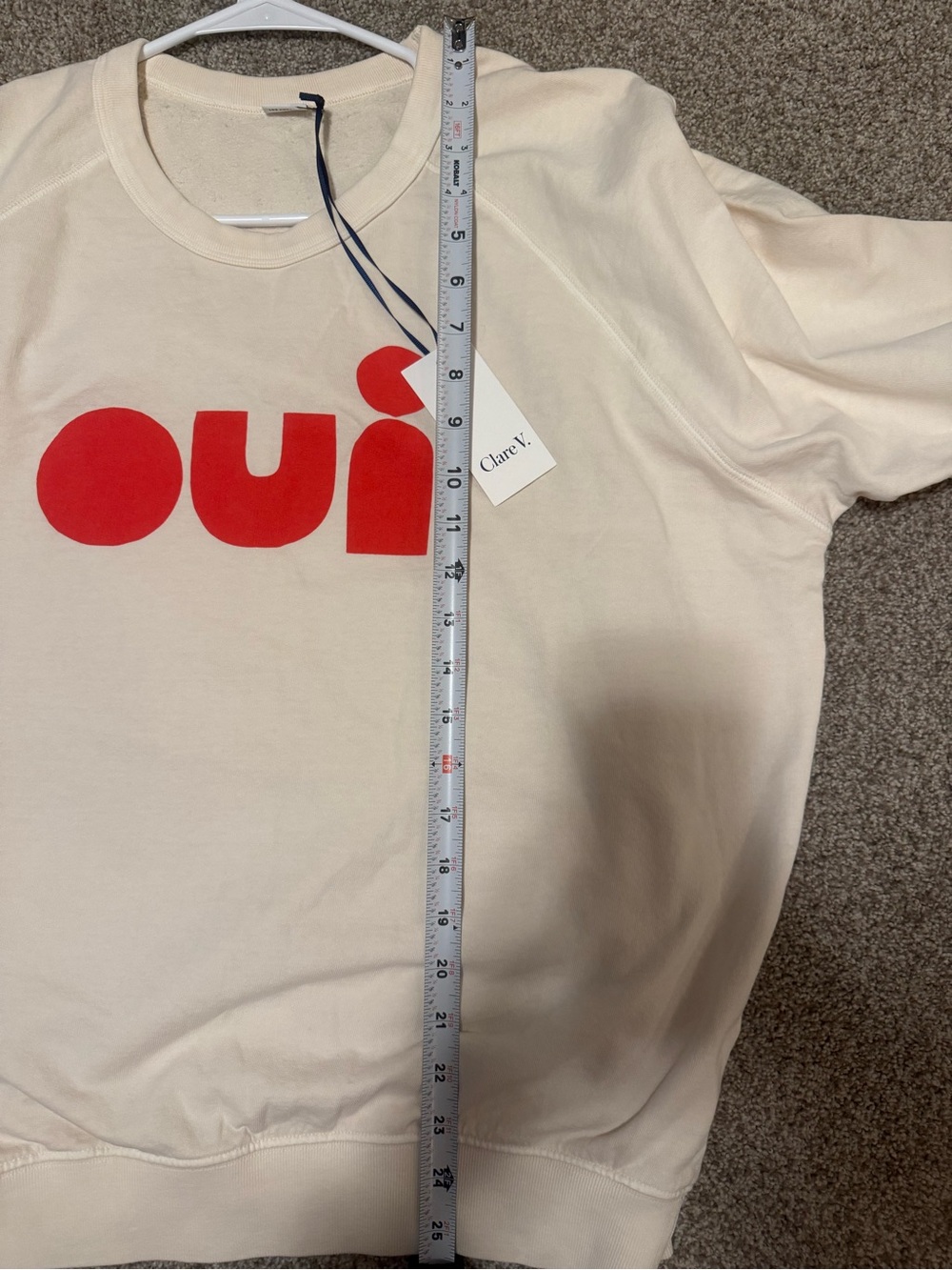 Clare V Cream Sweatshirt with Red 'oui' Graphic - Picture 7 of 8